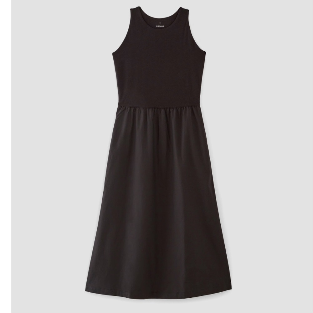 Everlane The Supima High-Neck Riviera Dress - NEW - Black Sleeveless Maxi Dress